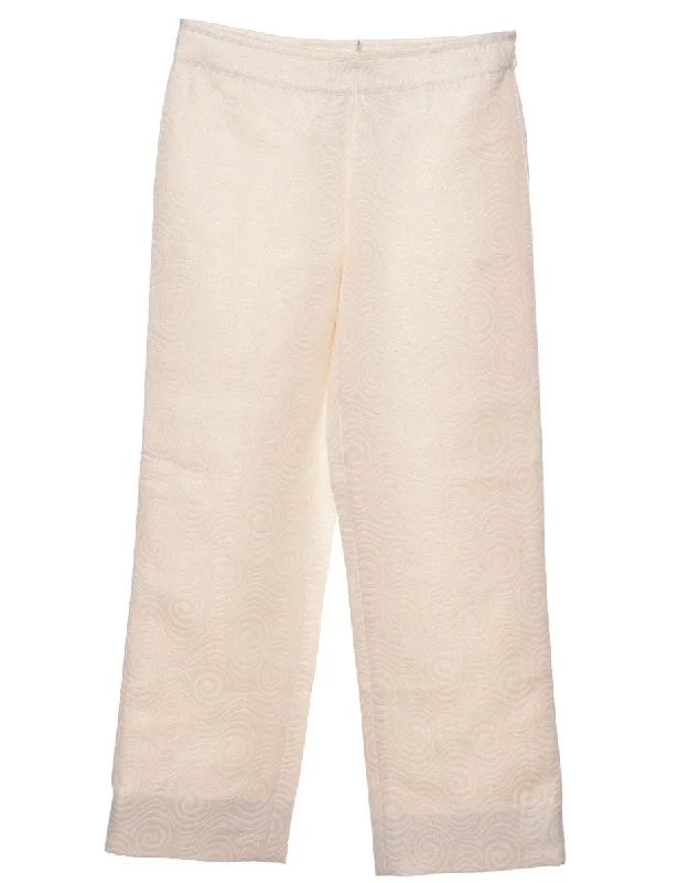 Metallic Pattern Off White Trousers - W28 L26