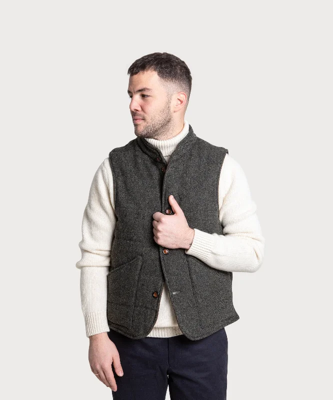 Padded Wool Herringbone Vest