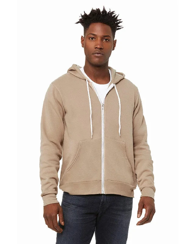 Bella+Canvas Unisex Poly-Cotton Fleece Full-Zip Hoodie | Tan