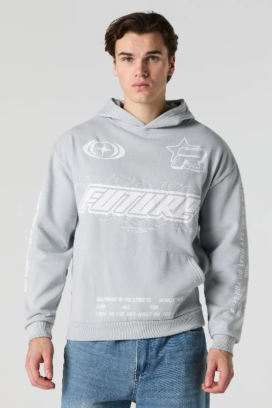 Racing Graphic Embroidered Fleece Hoodie