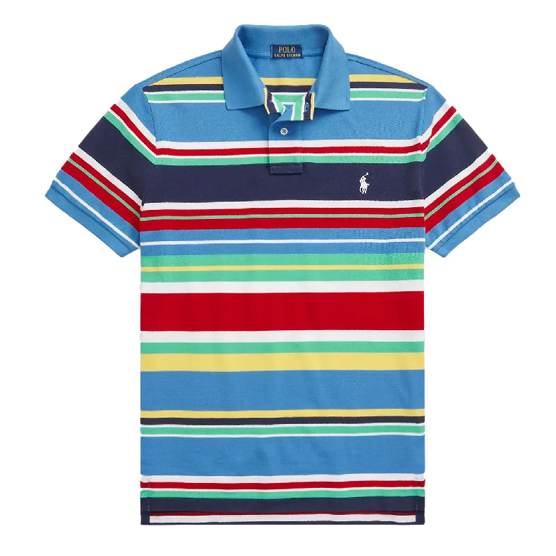 Polo Ralph Lauren Custom Slim Fit Striped Polo Shirt New England Blue Multi