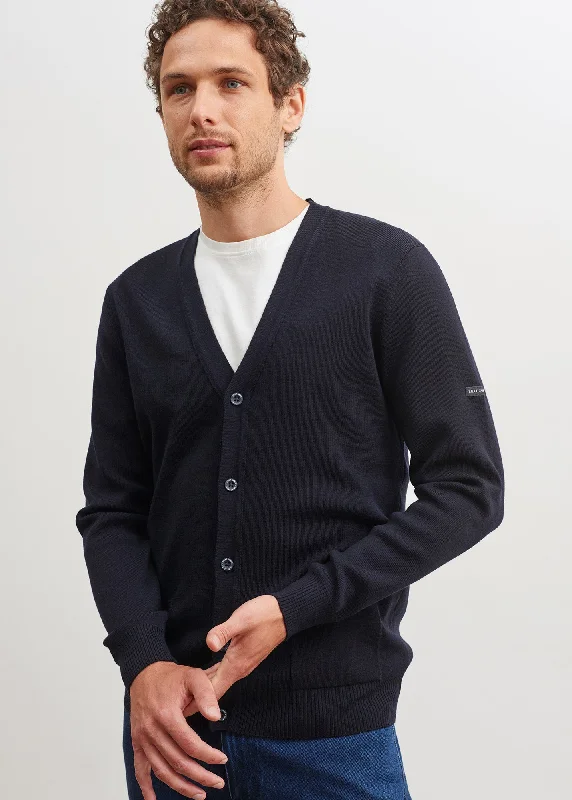 Cardigan boutonné Guingamp - en laine mérinos extrafine (NAVY)