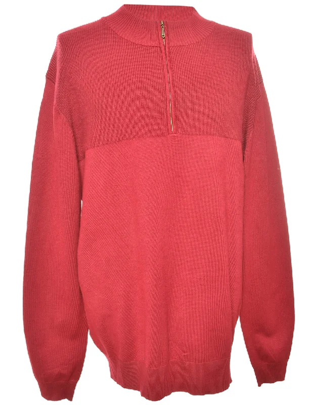 Maroon Quarter Zip Jumper - XL