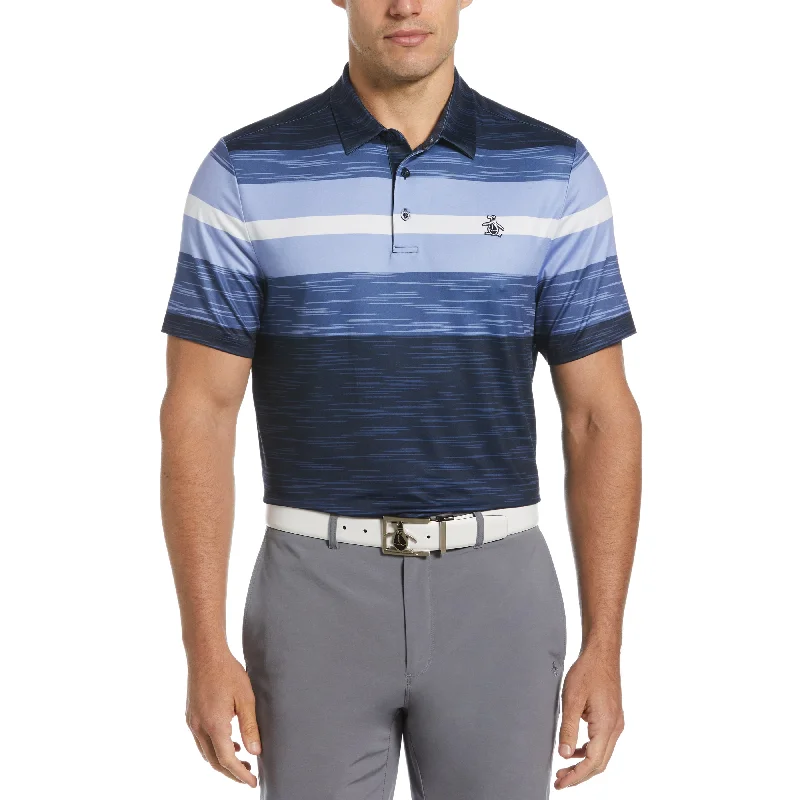 Color Block Engineered Marl Stripe Golf Polo