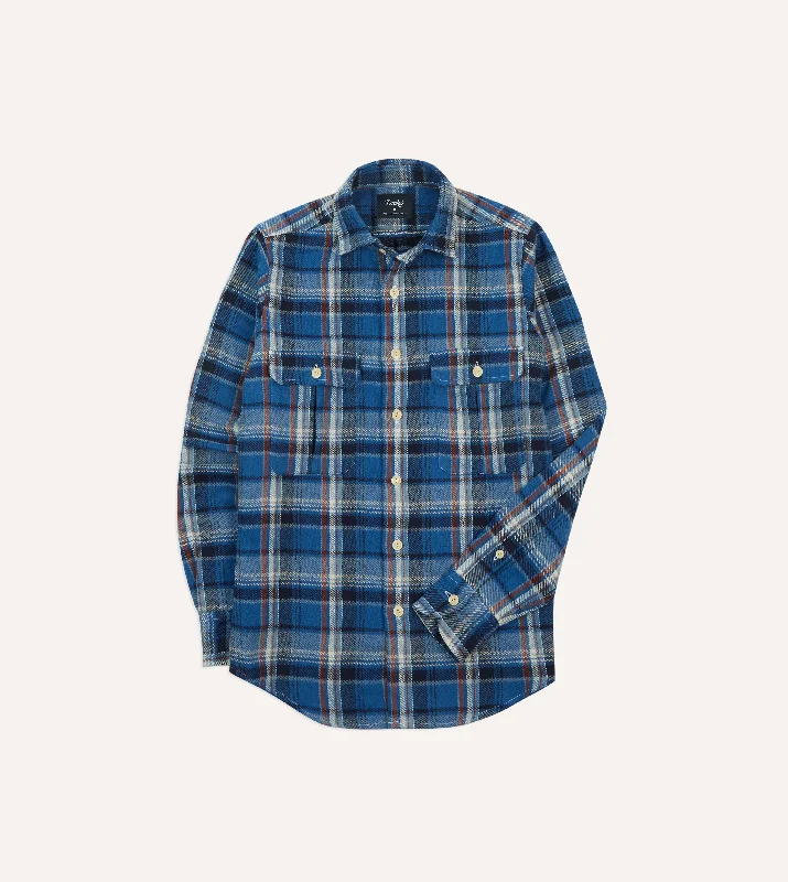 Navy Check Heavy Cotton Two-Pocket Work Shirt