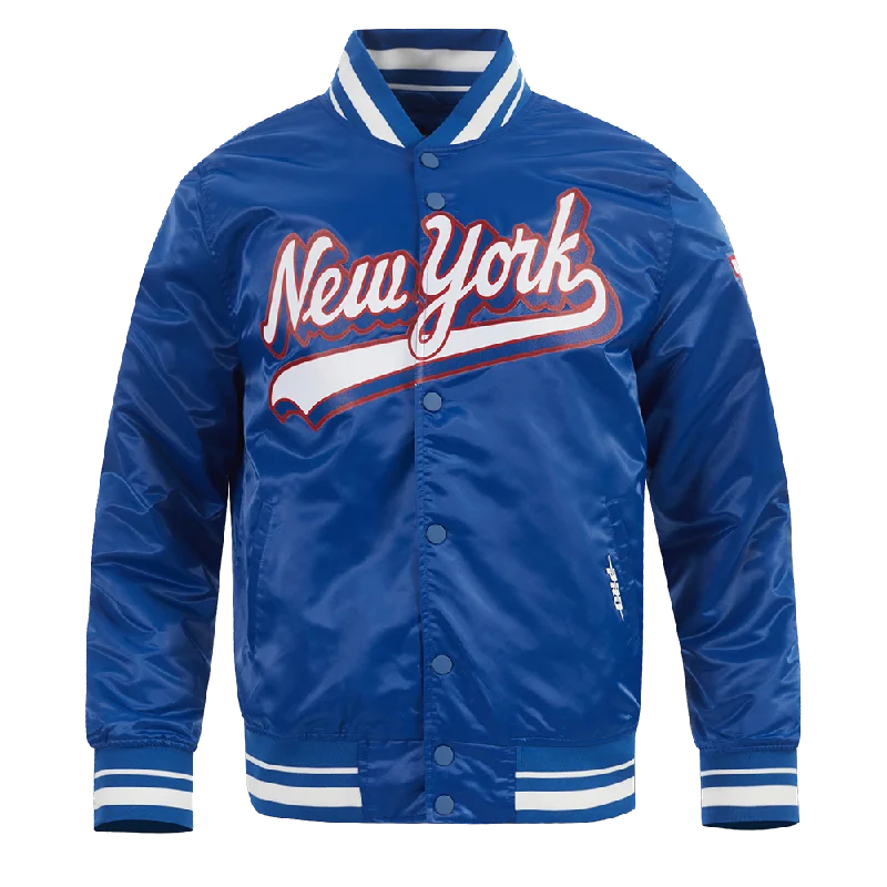 NFL NEW YORK GIANTS SCRIPT TAIL MEN'S SATIN JACKET (DODGER BLUE)