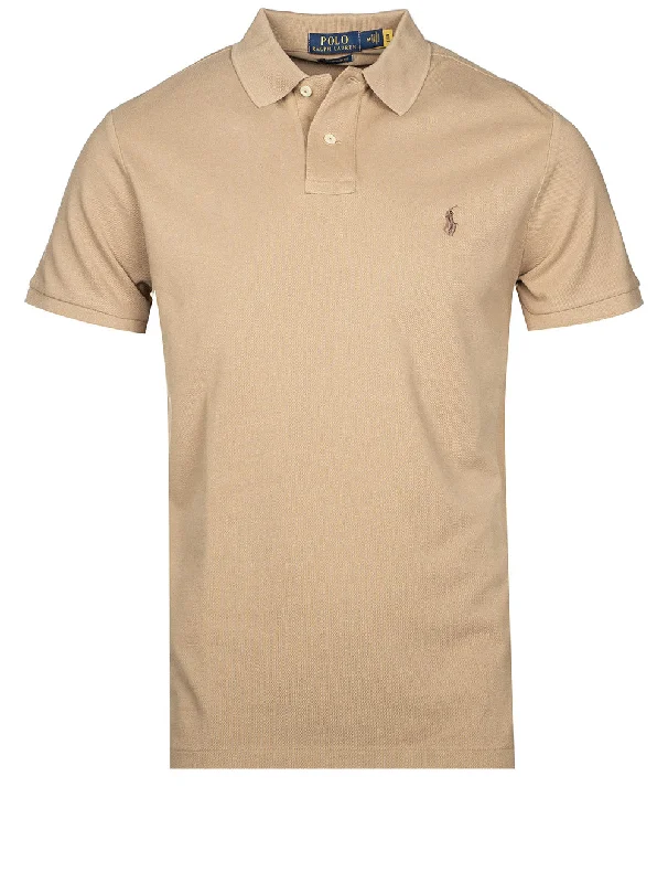 Mesh-Poloshirt Hellbraun