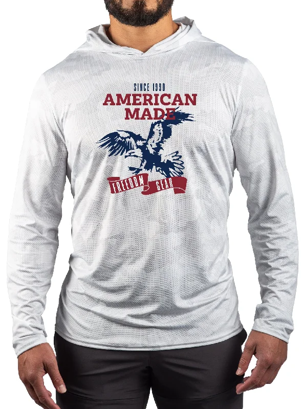 American Made Eagle Mesh White Out Sun Hoodie