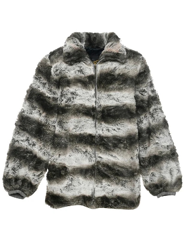 Multi-colour Faux Fur Jacket - M