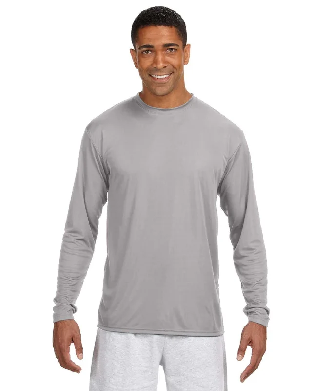 A4 Men's Cooling Performance Long Sleeve T-Shirt | Silver