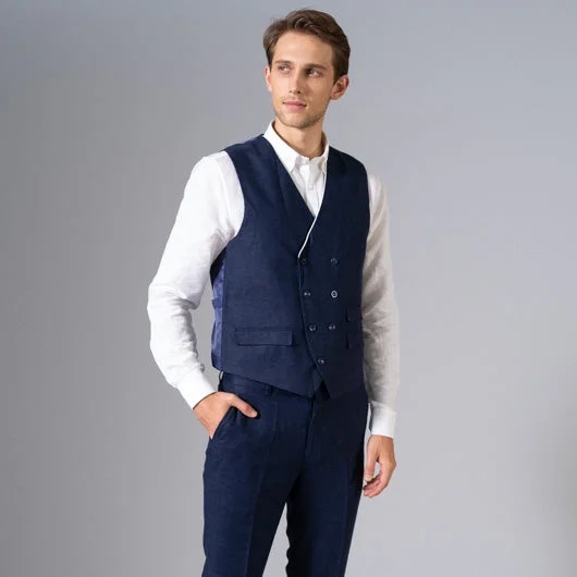 Ocean Dive Midnight Blue Linen Waistcoat