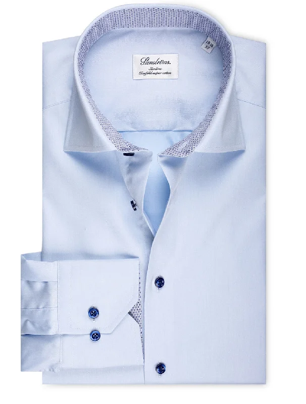 Blue Contrast Button With Inlay Slim Fit Shirt