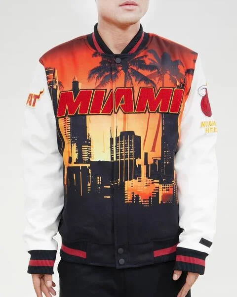 NBA MIAMI HEAT REMIX VARSITY MEN'S JACKET (BLACK/WHITE)