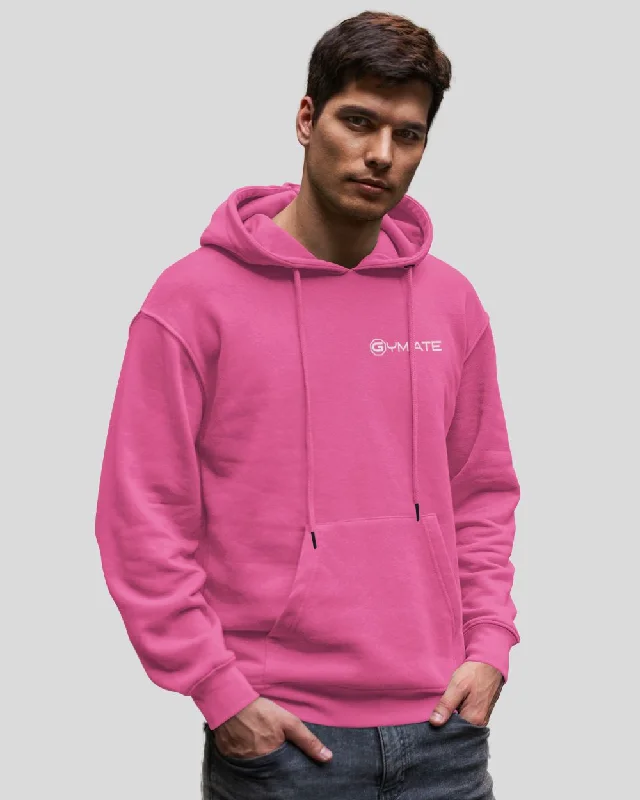 Mens Pink Hoodies Designer Gymate logo [chest]