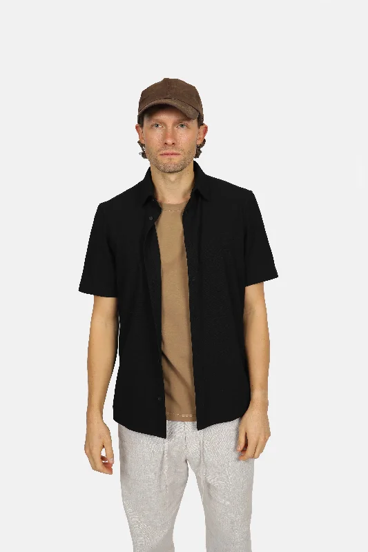 Black Short Sleeve Knitted Shirt