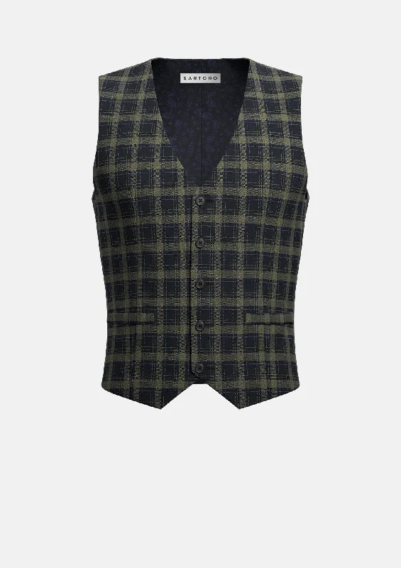 Black & Gold Check Vest