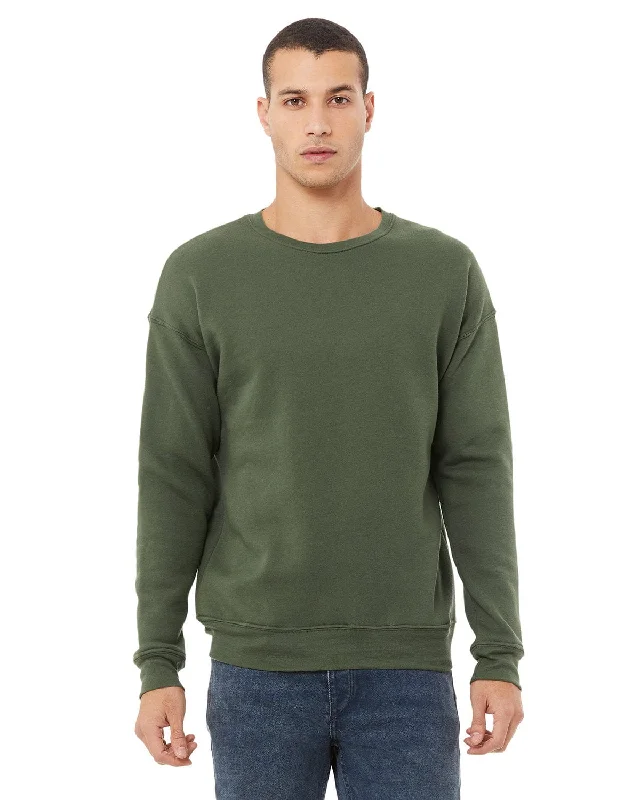 Bella+Canvas Unisex Drop Shoulder Fleece Crewneck Sweatshirt | Military Green