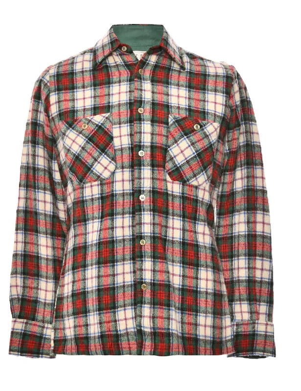 Long Sleeved Red Checked Shirt - M