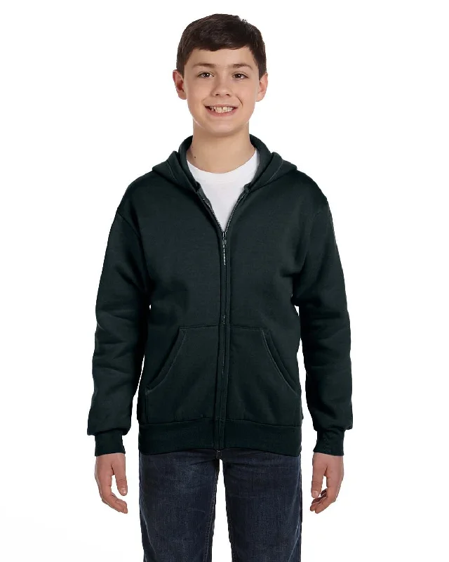 Hanes Youth 50/50 Full-Zip Hoodie Sweatshirt | Black