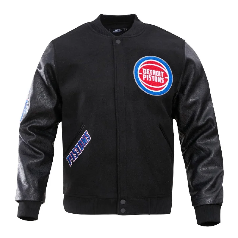 NBA DETROIT PISTONS CLASSIC WOOL MEN'S VARSITY JACKET (BLACK)