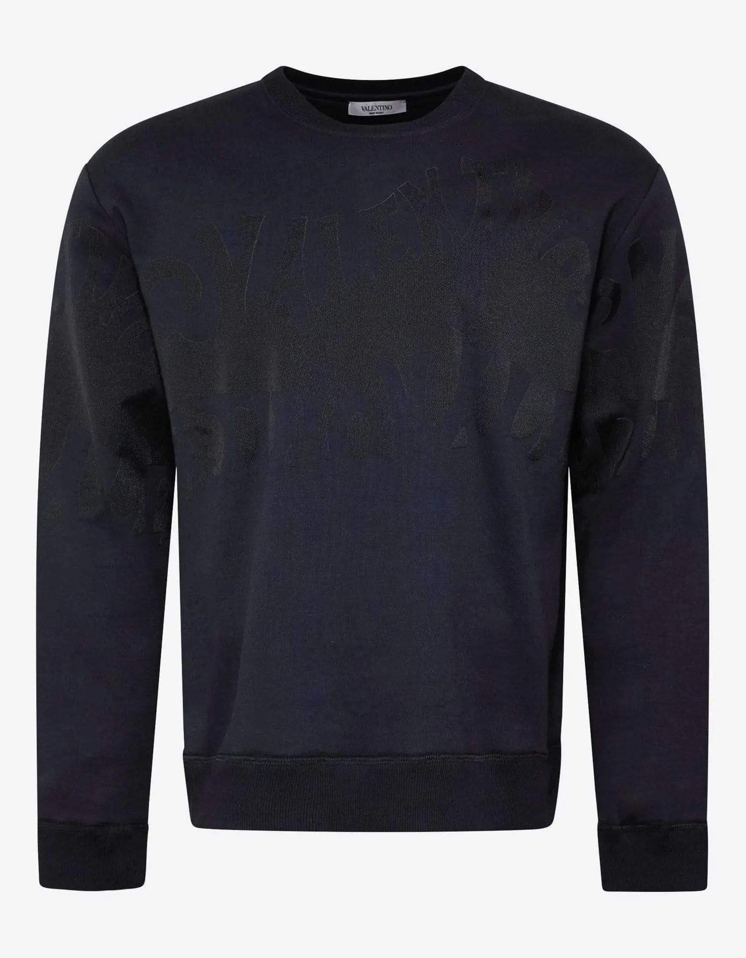 Valentino Garavani Navy Blue Logo Waves Sweatshirt