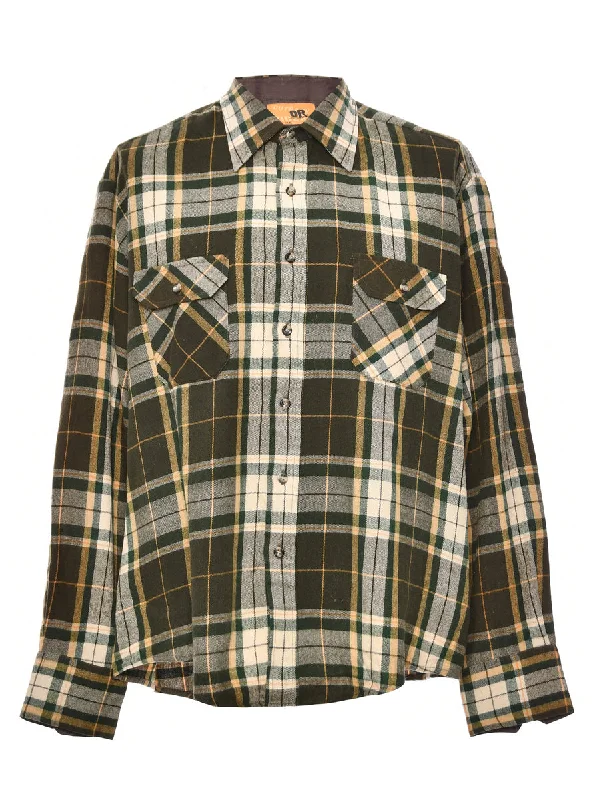 Long Sleeved Green Checked Shirt - XL