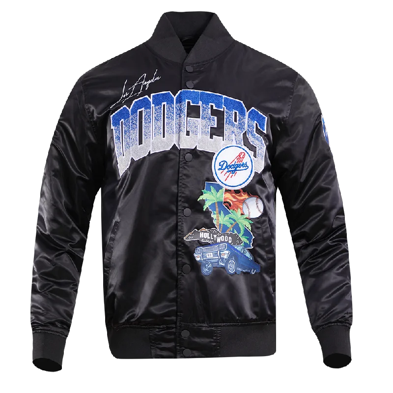 MLB LOS ANGELES DODGERS HOMETOWN MEN'S SATIN JACKET (BLACK)