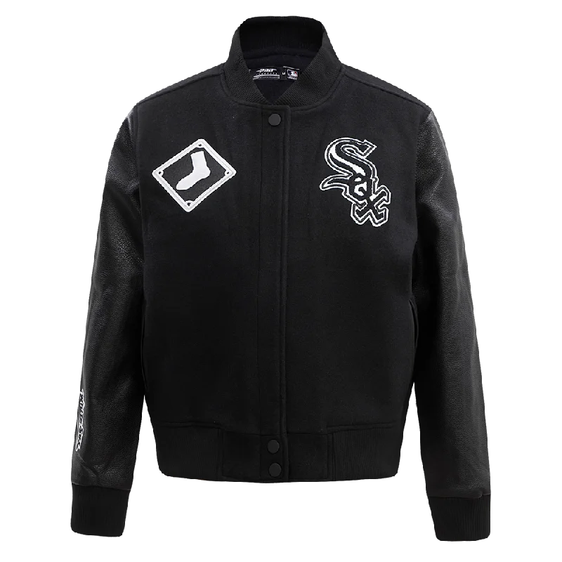 MLB CHICAGO WHITE SOX CLASSIC WOOL WOMEN'S VARSITY JACKET (JET BLACK)