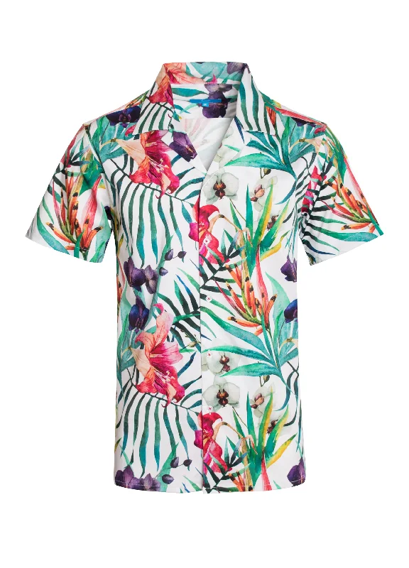 Tropical Print Cotton Stretch Shirt Floral