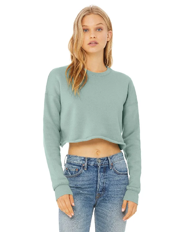 Bella+Canvas Ladies Cropped Fleece Crew | Dusty Blue