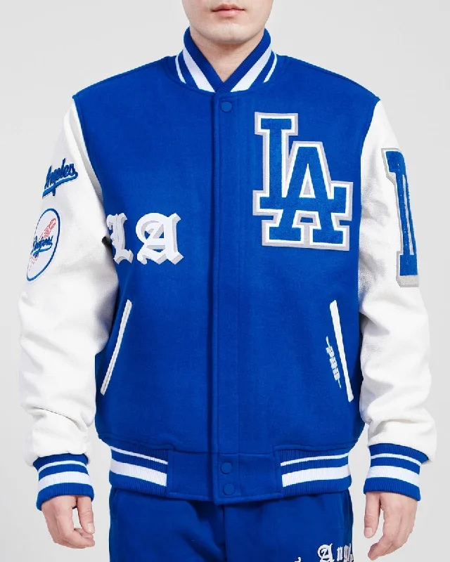 MLB LOS ANGELES DODGERS OLD ENGLISH WOOL MEN'S VARSITY JACKET (DODGER BLUE/WHITE)