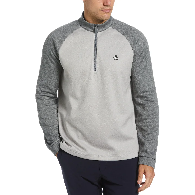 Color Block Fleece 1/4 Zip Pullover Golf Sweater