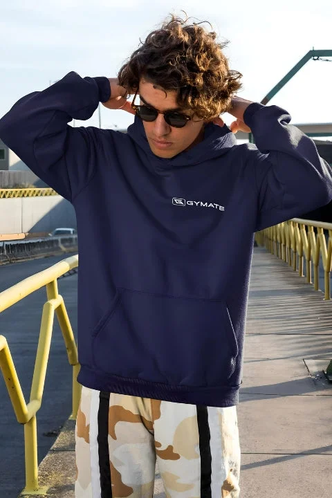 Mens Sports Hoodie Essentials Range Navy [Chest white logo]