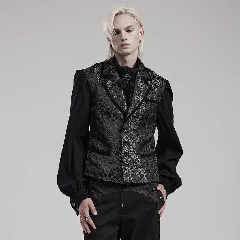 Men's Gothic V-neck Splice Jacquard Waistcoat