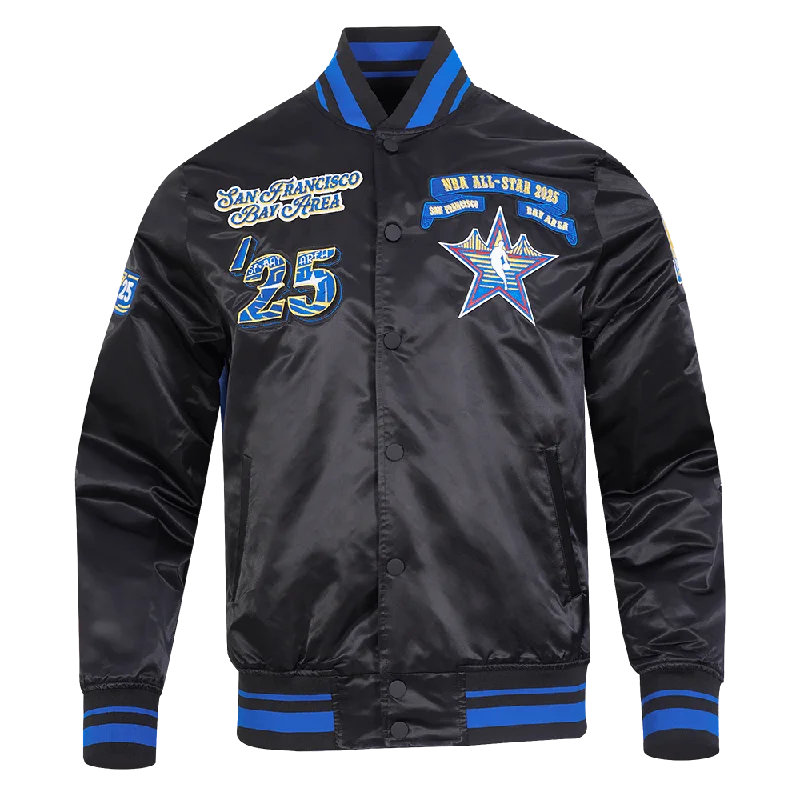 NBA ALL STAR 2025 MEN'S RIB SATIN JACKET (BLACK/ROYAL BLUE/BLACK)