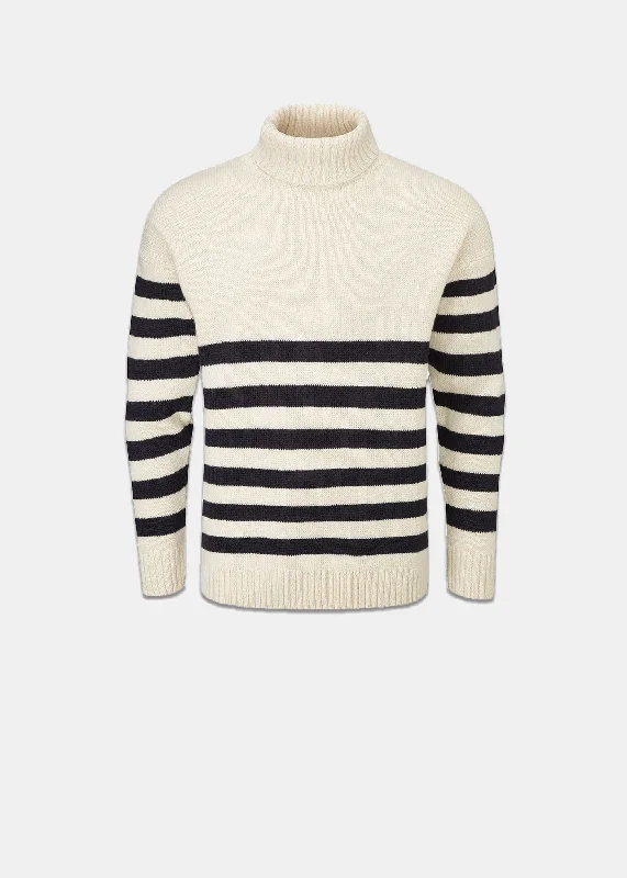 Breton Submariner Jumper Ecru with Navy Stripes