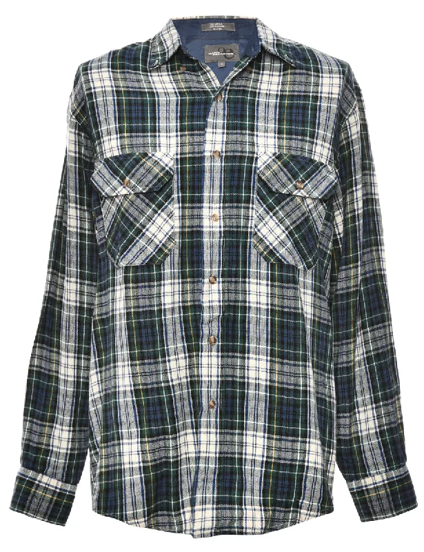 Long Sleeved Green Checked Shirt - M