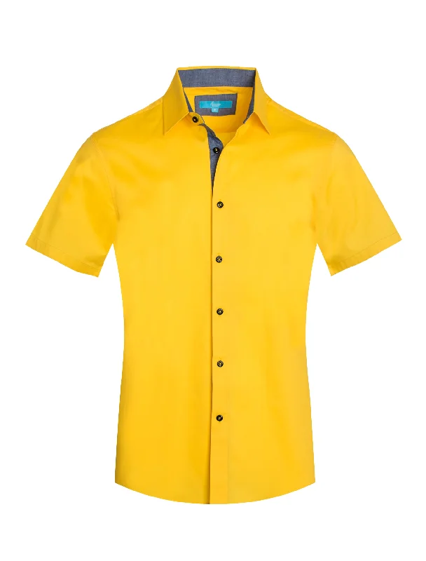 Short sleeve Cotton Shirt in Canary