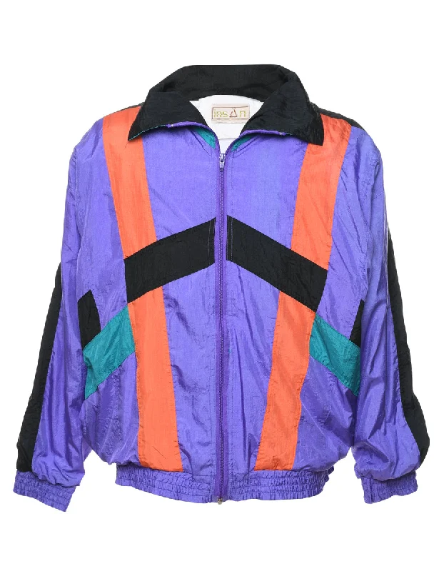 Multi-Colour Contrast Panel Nylon Jacket - XL