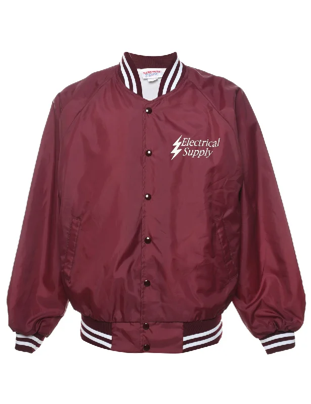 Maroon & White Printed Bomber Jacket - L