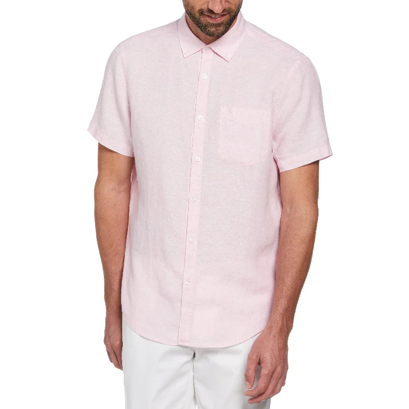 Short Sleeve Washed Linen Shirt