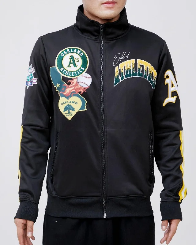 MLB OAKLAND ATHLETICS HOMETOWN MEN'S TRACK JACKET (BLACK/YELLOW)