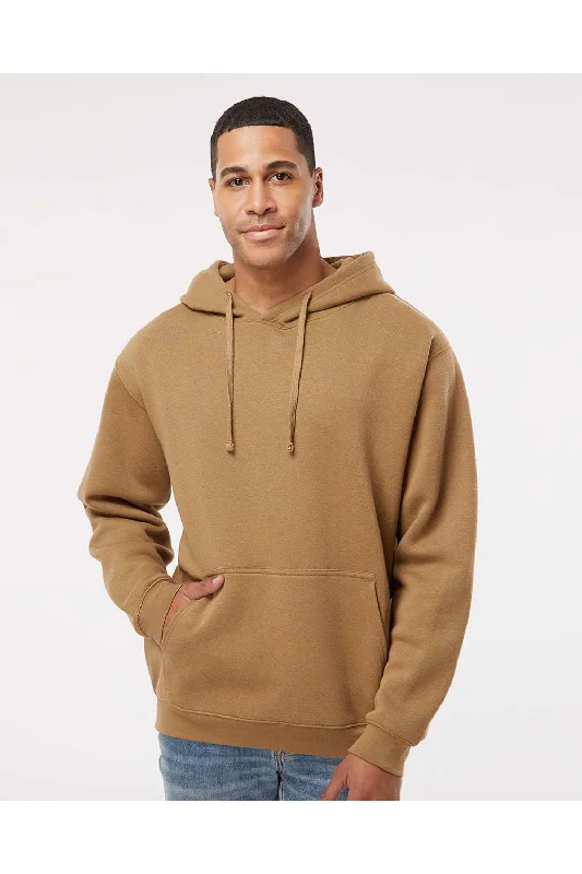 LAT Mens Elevated Fleece Basic Hooded Sweatshirt Hoodie w/ Pouch Pocket - Coyote Brown