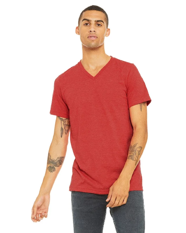 Bella+Canvas Unisex V-Neck T-Shirt | Heather Red