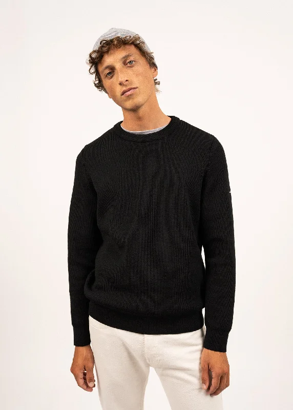 Pull col rond Locronan - en pure laine vierge (NOIR)