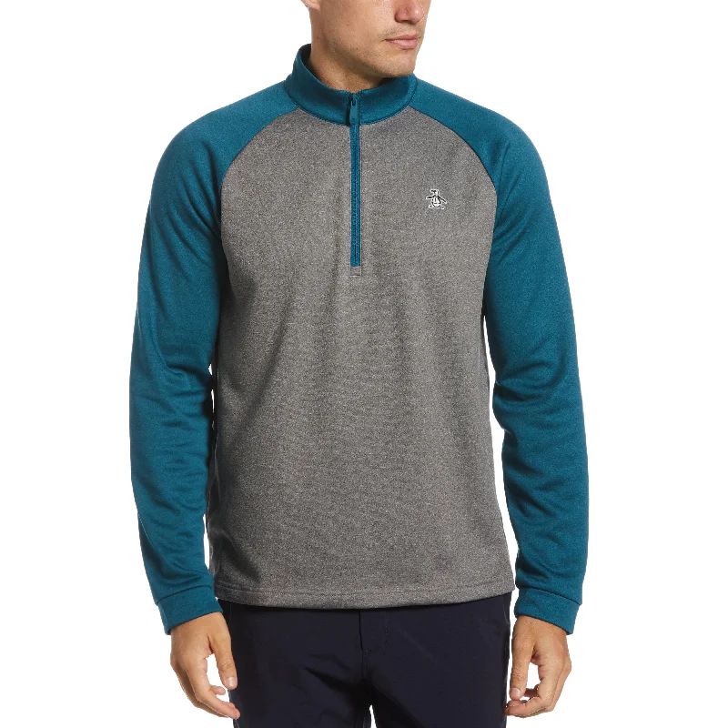 Color Block Fleece 1/4 Zip Pullover Golf Sweater