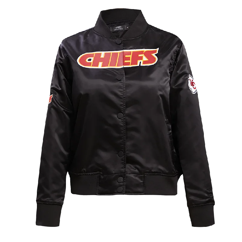 NFL KANSAS CITY CHIEFS CLASSIC WOMEN'S SATIN JACKET (BLACK)