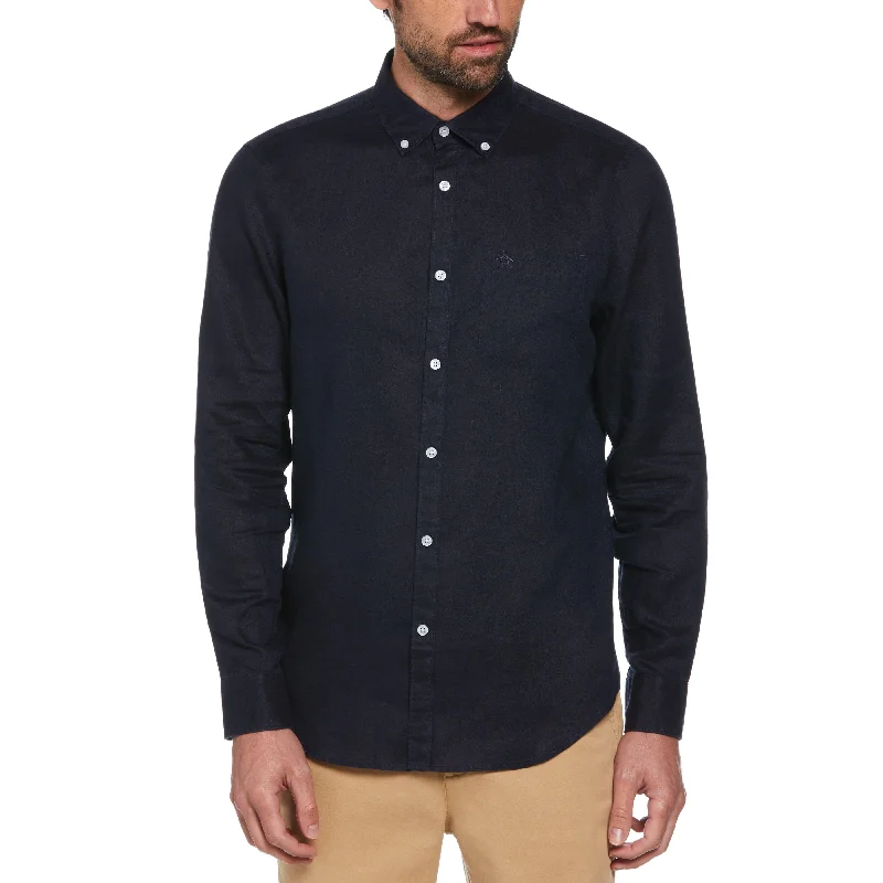 Washed Linen Shirt - Dark Sapphire Blue