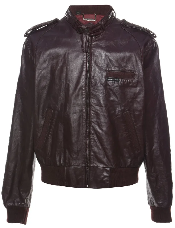 Members Only Brown Leather Jacket - L