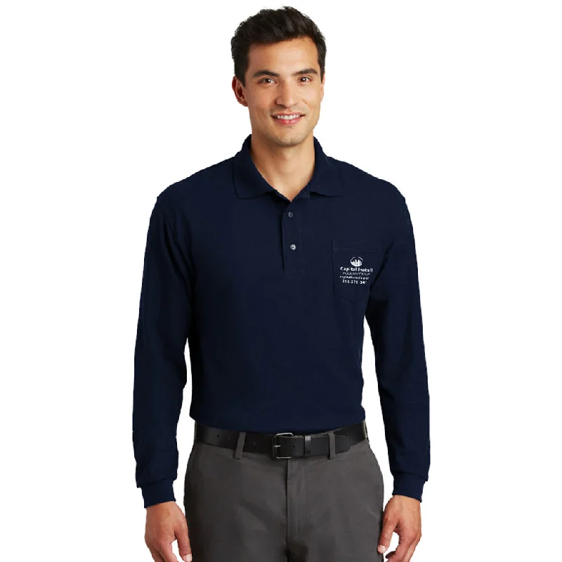 Port Authority Silk Touch Long Sleeve Polo With Pocket, Full Color